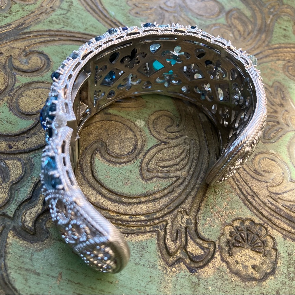 RARE 🔥 Judith Ripka 46.00 Cttw Multi Gemstone Sterling Silver Cuff Bracelet - Picture 7 of 17